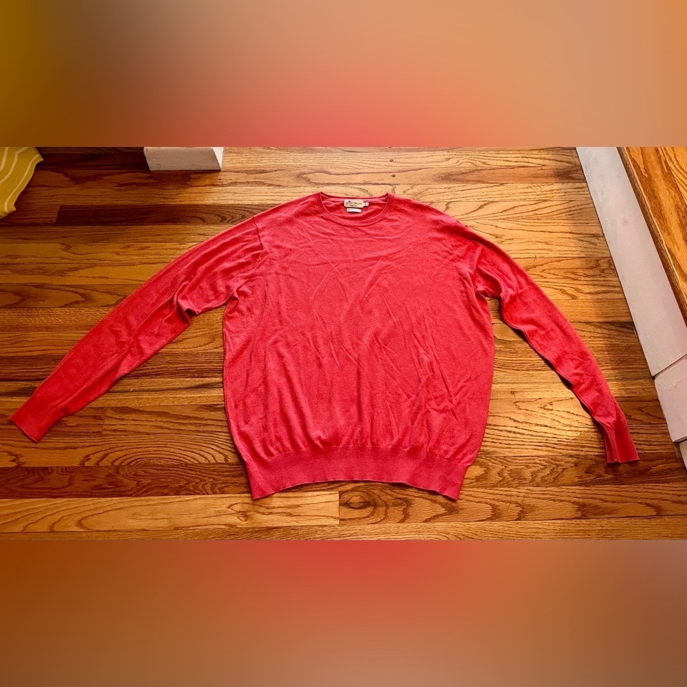 Peter Millar Crewneck Cotton Silk Crewneck Sweater Large - Red/Pink